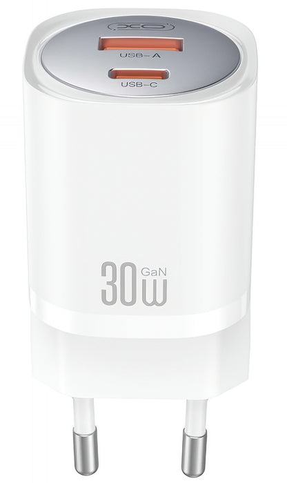 Caricabatterie da Rete con Cavo Lightning XO Design CE21, 30W, 3A, 1 x USB-A - 1 x USB-C, Bianco