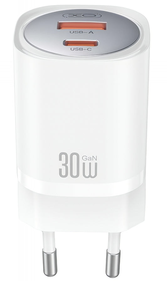 Caricabatterie da Rete con Cavo Lightning XO Design CE21, 30W, 3A, 1 x USB-A - 1 x USB-C, Bianco