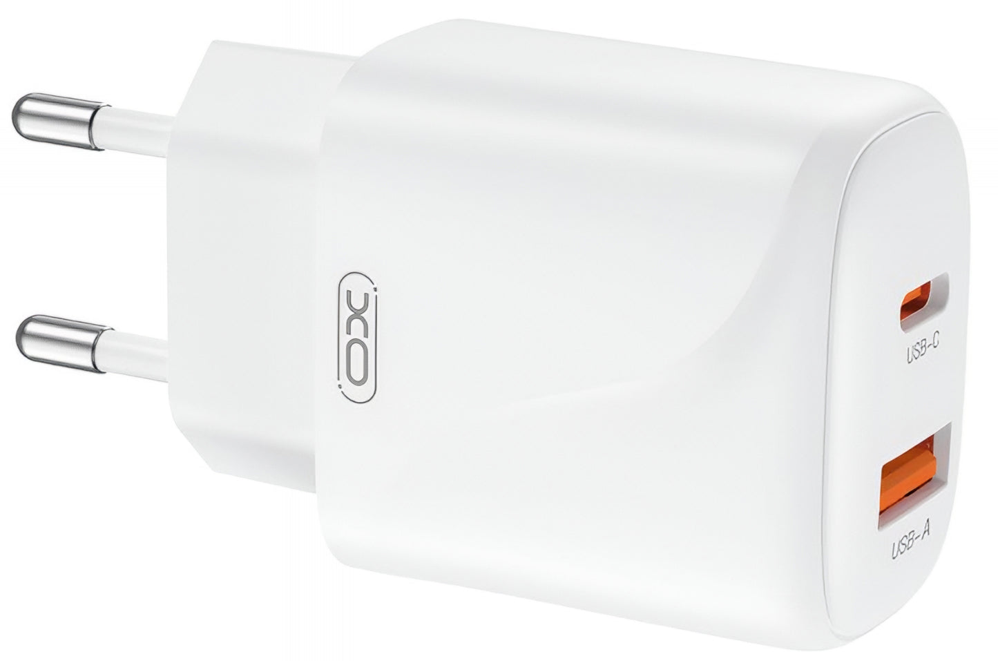 Caricabatterie da Rete con Cavo USB-C XO Design L158, 20W, 3A, 1 x USB-A - 1 x USB-C, Bianco