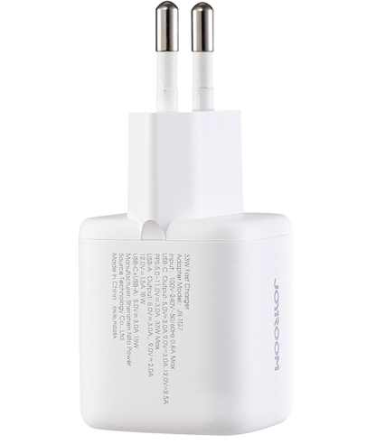 Caricatore da Rete con Cavo USB-C Joyroom JR-TG7, 33W, 3A, 1 x USB-A - 1 x USB-C, Bianco