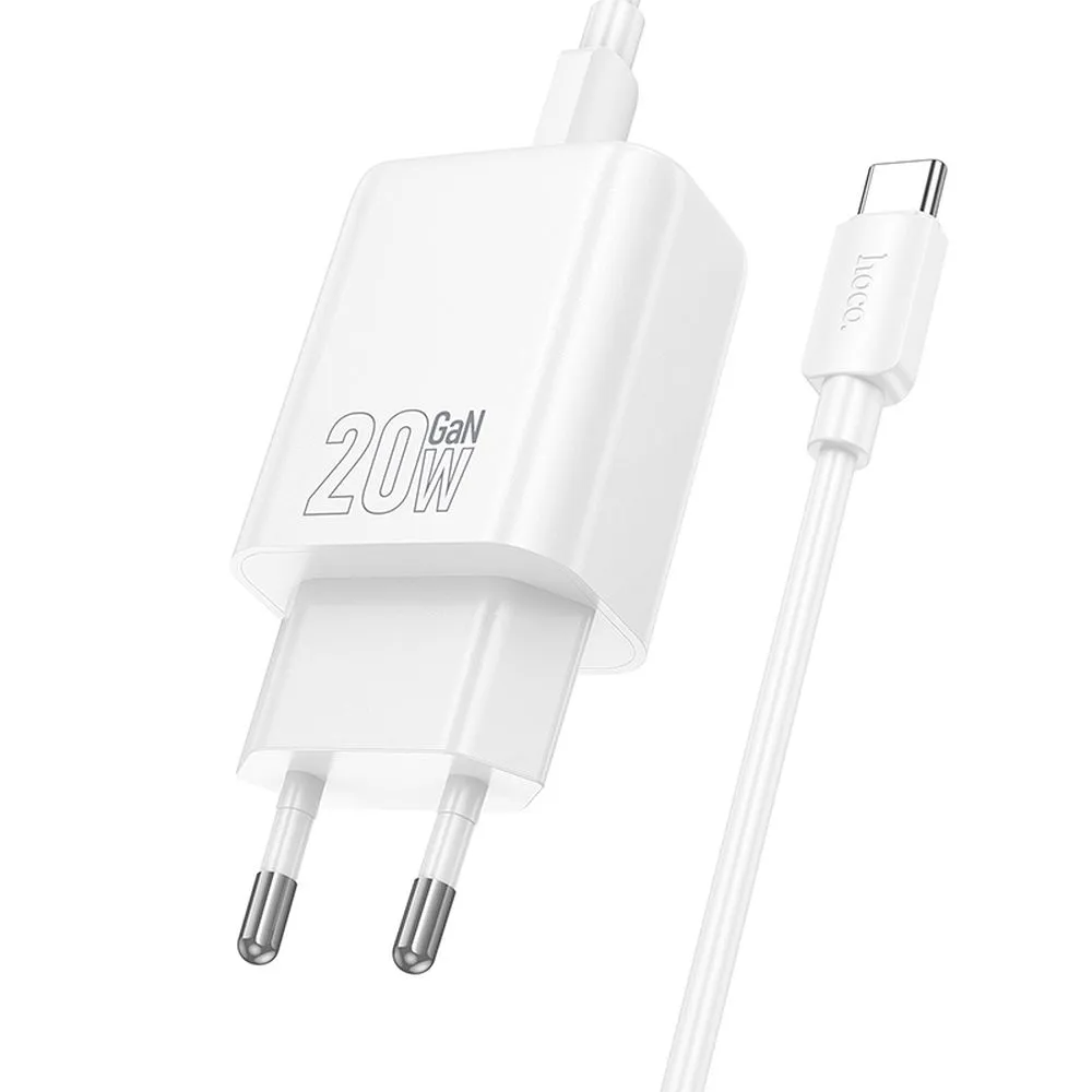 Caricabatterie da rete con cavo Lightning HOCO N60, 20W, 3A, 1 x USB-C, Bianco