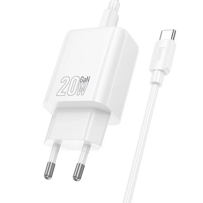 Caricabatterie da rete con cavo Lightning HOCO N60, 20W, 3A, 1 x USB-C, Bianco