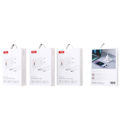 Caricatore da Rete con Cavo USB-C XO Design L127, 18W, 3A, 1 x USB-A, Bianco