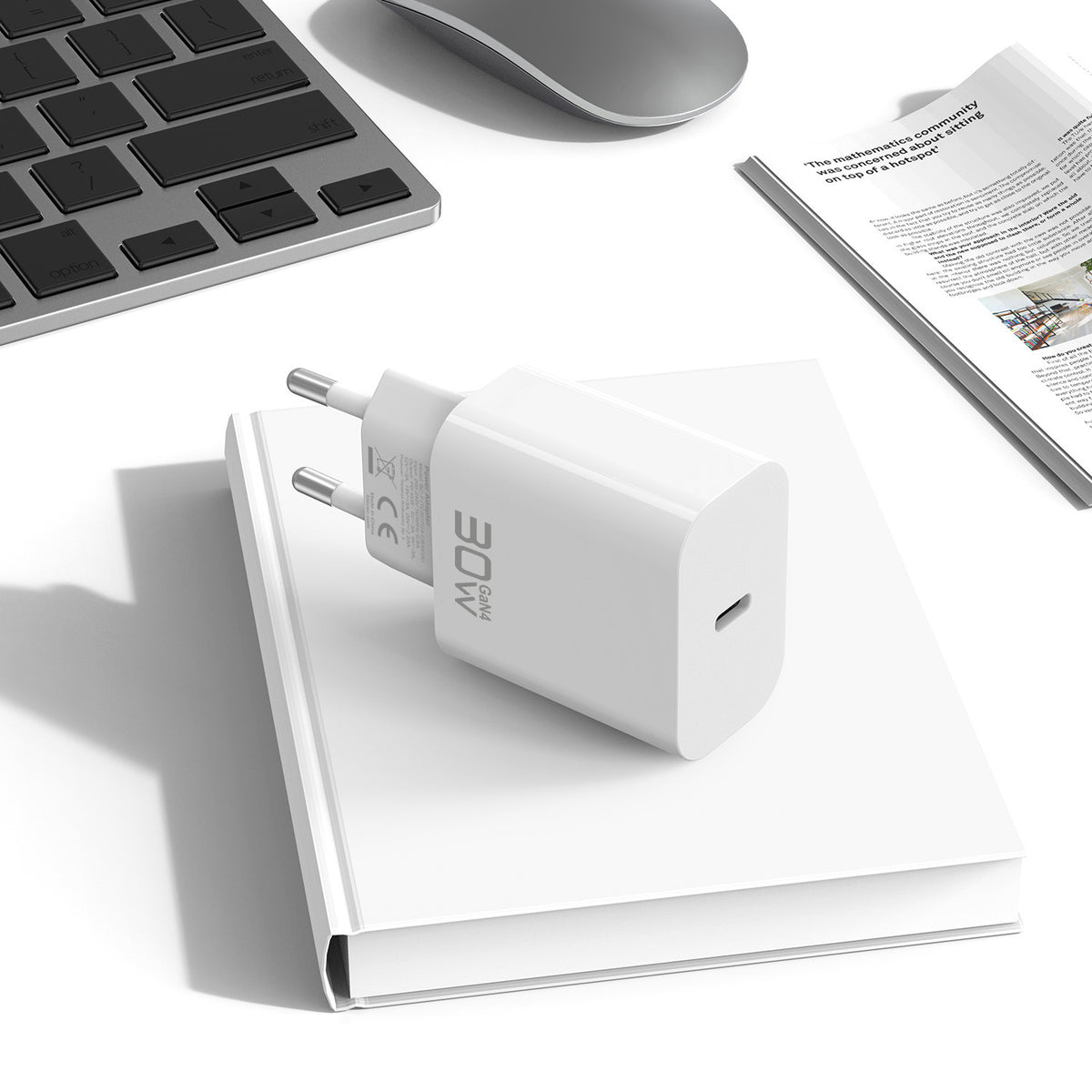 Caricabatterie da rete con cavo USB-C Blavec BC-14, 30 W, 3 A, 1 x USB-C, bianco