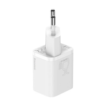 Caricatore di rete USB-C Super Si di Baseus con cavo USB-C, 25W, 3A, 1 x USB-C, bianco TZCCCSUP-L02 