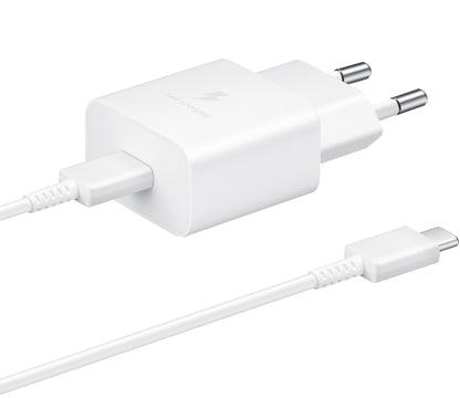 Caricatore di rete Samsung USB-C con cavo USB-C, 15W, 2A, 1 x USB-C, bianco EP-T1510XWEGEU