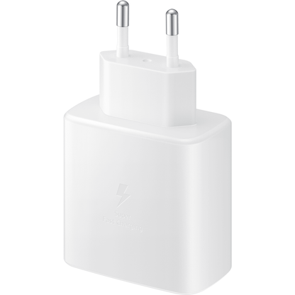 Samsung EP-TA845 + DW76767JWE Caricabatterie di rete con cavo USB-C, 45W, 4,05A, 1 x USB-C, bianco GP-PTU020SOFWQ