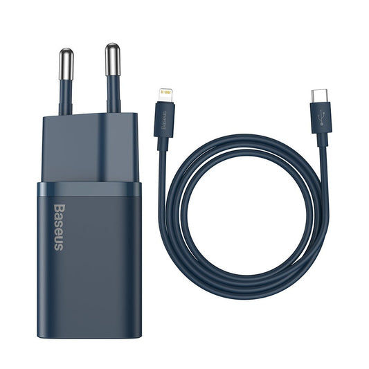 Caricabatterie di rete Baseus Super Si con cavo Lightning, 20W, 3A, 1 x USB-C, blu TZCCSUP-B03