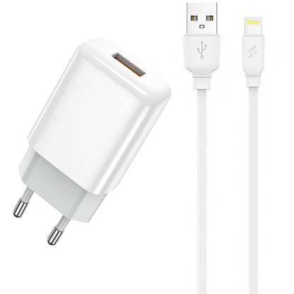 Caricabatterie di rete Prestico F7S con cavo Lightning, 12W, 2,4A, 1 x USB-A, bianco 