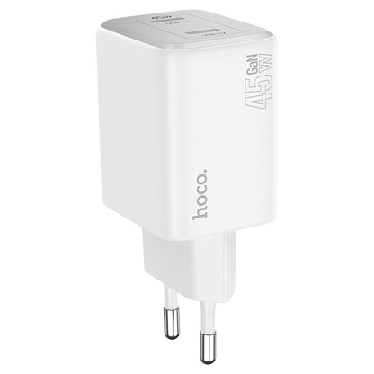 Caricatore di rete con cavo Lightning HOCO N42, 45W, 3A, 2 x USB-C, bianco 