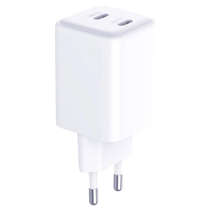 Caricabatterie di rete 3MK HyperCharger con cavo USB-C, 45W, 3A, 2 x USB-C, bianco 