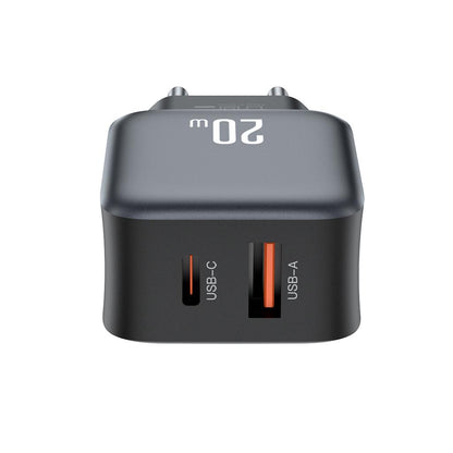 Caricabatterie da Rete con Cavo USB-C XO Design L154, 20W, 3A, 1 x USB-A - 1 x USB-C, Nero