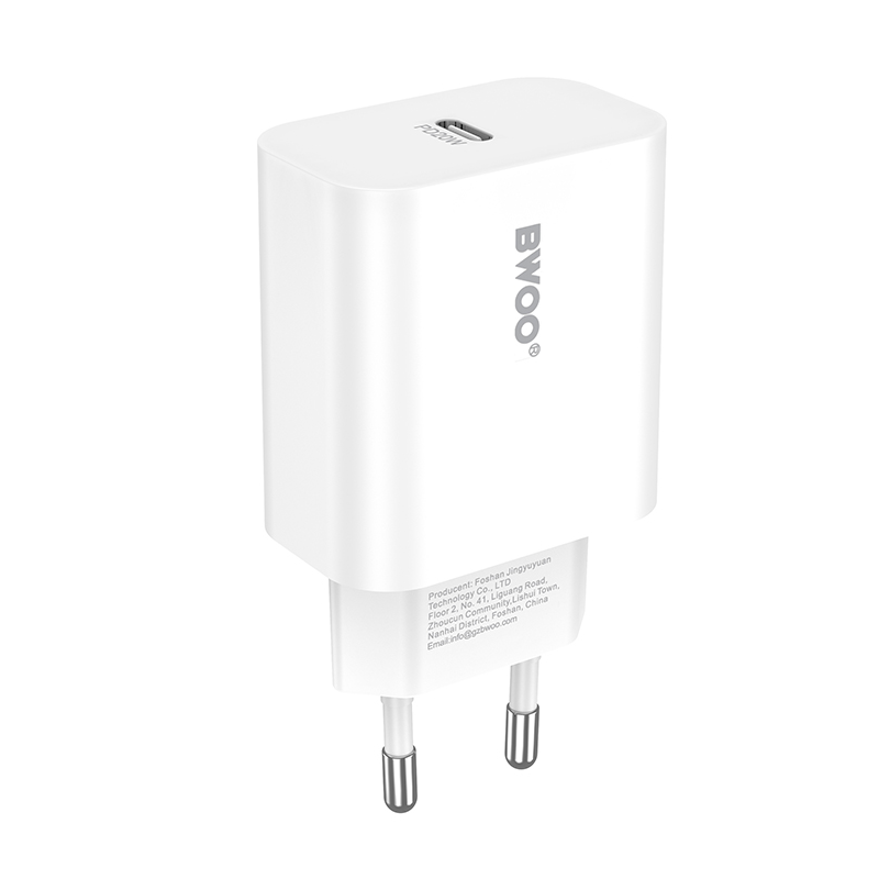 Caricabatterie Rete Con Cavo Lightning BWOO CDA233, 20W, 3A, 1 x USB-C, Bianco