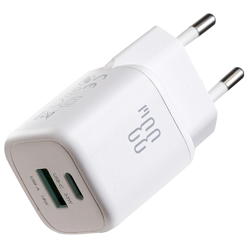 Caricabatterie Rete con Cavo Lightning Joyroom JR-TG7, 33W, 3A, 1 x USB-A - 1 x USB-C, Bianco