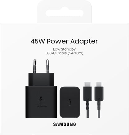 Caricatore di rete Samsung con cavo USB-C, 45W, 4,05A, 1 x USB-C, nero EP-T4511XBEGEU 