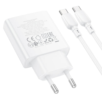 Caricabatterie di rete con cavo USB-C Borofone BN25 Wish, 30W, 3A, 1 x USB-A - 1 x USB-C, bianco 