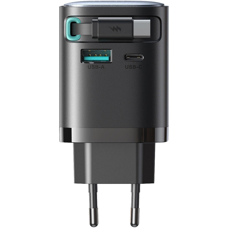 Joyroom JR-TCL02 Caricatore di rete con cavo USB-C JR-TCL02, 65W, 3A, 1 x USB-A - 1 x USB-C, nero 