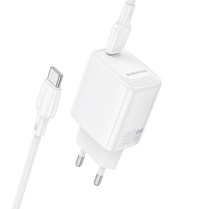 Network Charger with USB-C Cable Borofone BN26 Fuente, 20W, 3A, 1 x USB-C, White