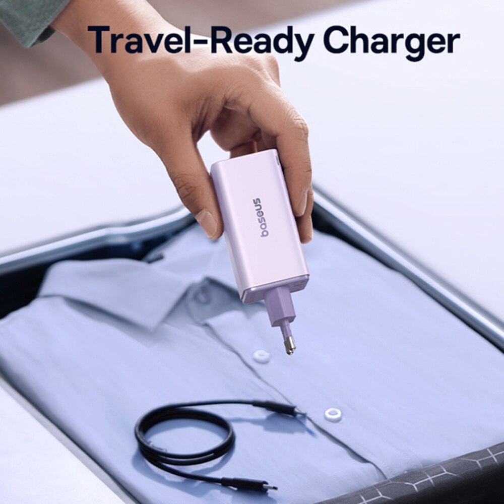Caricabatterie Retea Con Cavo USB-C Baseus GaN6 Pro, 100W, 3.25A, 2 x USB-A - 2 x USB-C, Viola P10162705532-00