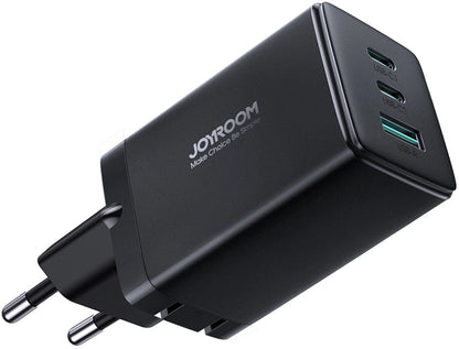 Caricabatterie Rete Con Cavo USB-C Joyroom TCG01, 65W, 3.25A, 1 x USB-A - 2 x USB-C, Nero