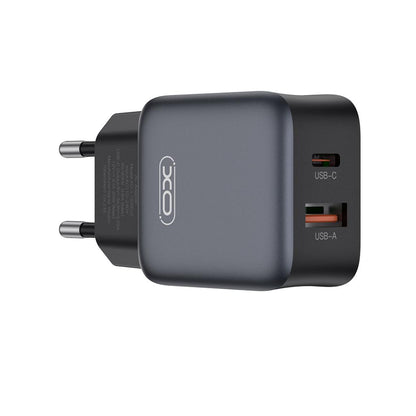 Caricabatterie da Rete con Cavo USB-C XO Design L156, 30W, 3A, 1 x USB-A - 1 x USB-C, Nero