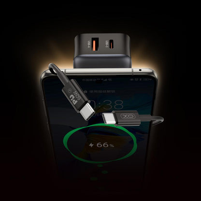 Caricabatterie da Rete con Cavo USB-C XO Design L154, 20W, 3A, 1 x USB-A - 1 x USB-C, Nero