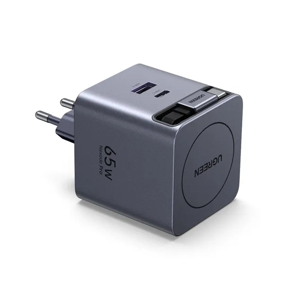 Caricabatterie da Rete con Cavo USB-C UGREEN X615, 65W, 3A, 1 x USB-A - 1 x USB-C, Grigio