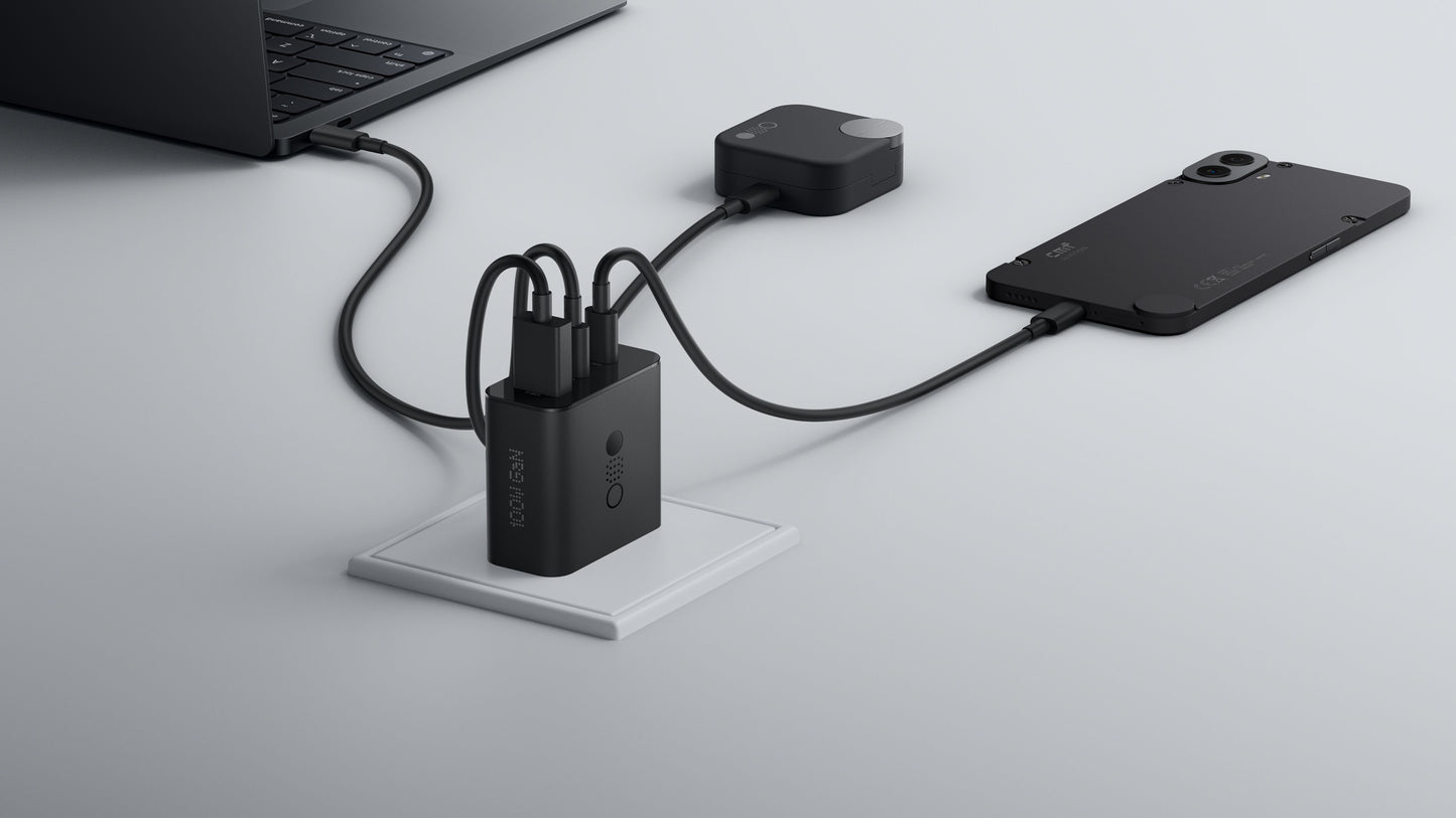 Caricabatterie Rete con Cavo USB-C CMF by Nothing C349, 100W, 5A, 1 x USB-A - 2 x USB-C, Grigio A10800016