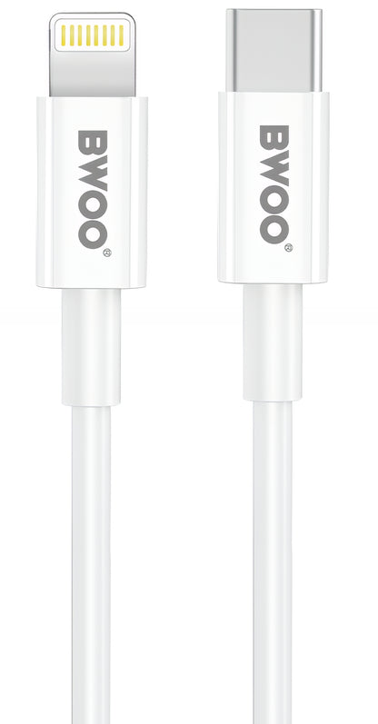 Caricabatterie da Rete con Cavo Lightning BWOO CDA159, 20W, 3A, 1 x USB-C, Bianco