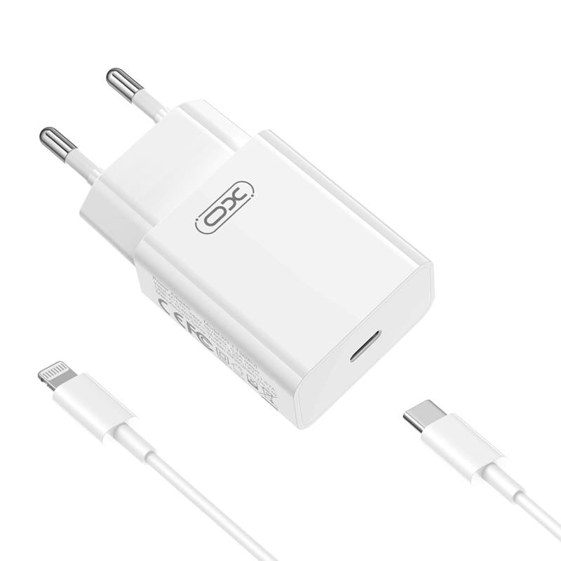 Caricatore da rete con cavo Lightning XO Design L126, 20W, 3A, 1 x USB-C, Bianco