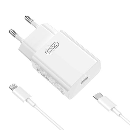 Caricatore da rete con cavo Lightning XO Design L126, 20W, 3A, 1 x USB-C, Bianco