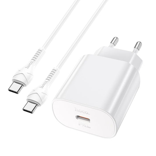 Incarcator Retea Cu Cablu USB-C HOCO Jetta N22, 25W, 3A, 1 x USB-C, Alb