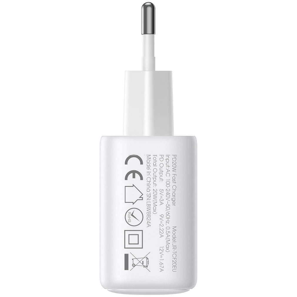 Caricabatterie da Rete con Cavo USB-C Joyroom JR-TCF20, 20W, 3A, 1 x USB-C, Bianco