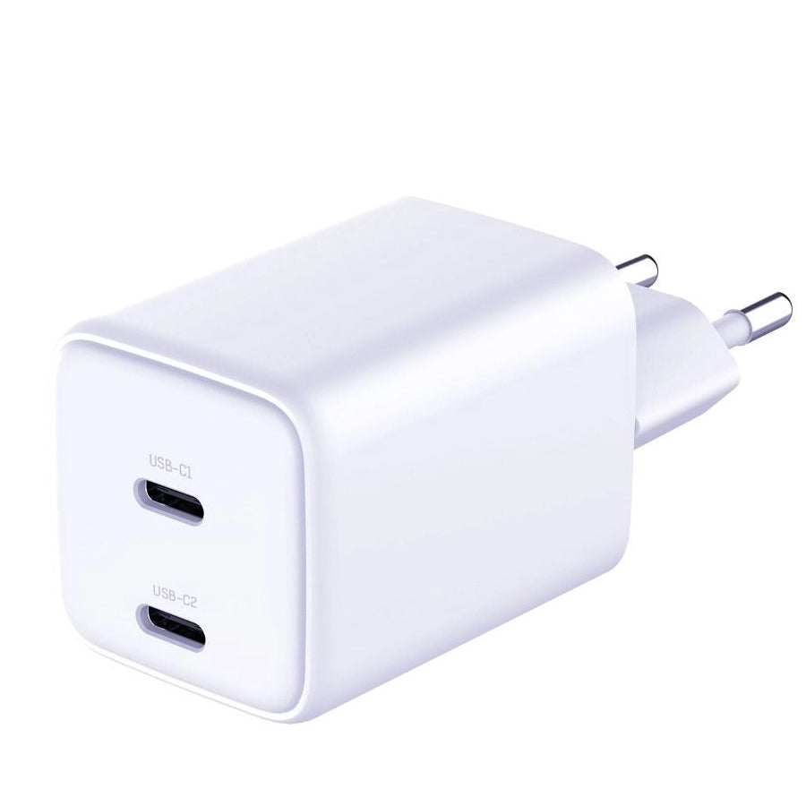 Caricabatterie di rete 3MK HyperCharger con cavo USB-C, 45W, 3A, 2 x USB-C, bianco 