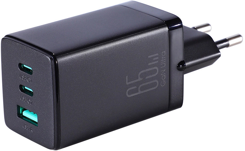 Caricabatterie Rete Con Cavo USB-C Joyroom TCG01, 65W, 3.25A, 1 x USB-A - 2 x USB-C, Nero