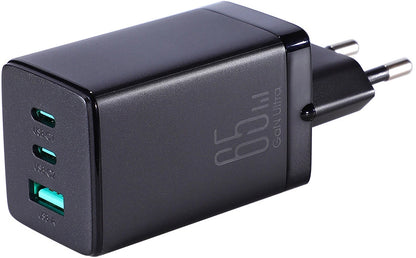 Caricabatterie Rete Con Cavo USB-C Joyroom TCG01, 65W, 3.25A, 1 x USB-A - 2 x USB-C, Nero