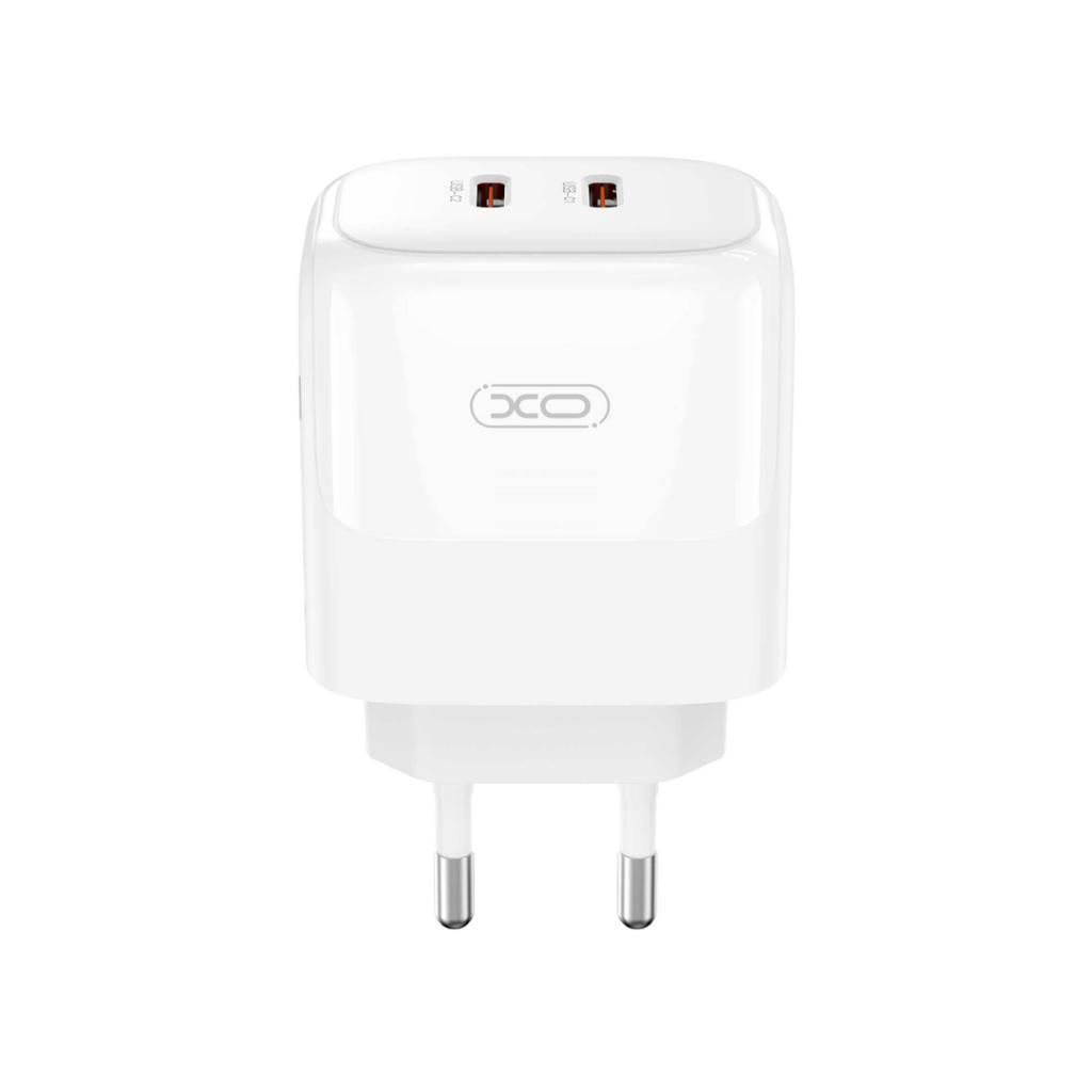 Caricabatterie da Rete con Cavo Lightning XO Design L140, 35W, 3A, 2 x USB-C, Bianco