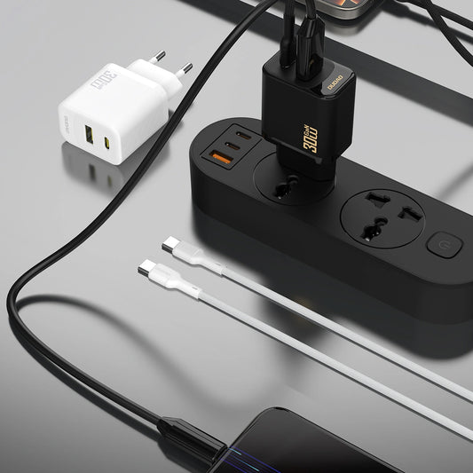 Caricabatterie da rete con cavo USB-C Dudao A27TCEU, 30W, 1 x USB-A - 1 x USB-C, Bianco