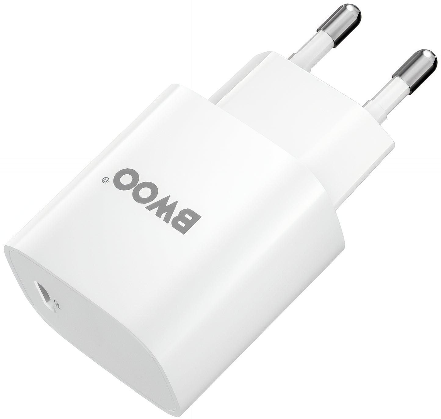 Caricabatterie da Rete con Cavo USB-C BWOO CDA159, 20W, 3A, 1 x USB-C, Bianco