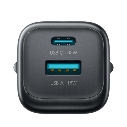 Caricatore da rete con cavo USB-C Joyroom JR-TG7, 33W, 3A, 1 x USB-A - 1 x USB-C, Nero