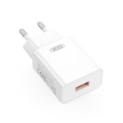 Caricatore da Rete con Cavo USB-C XO Design L127, 18W, 3A, 1 x USB-A, Bianco