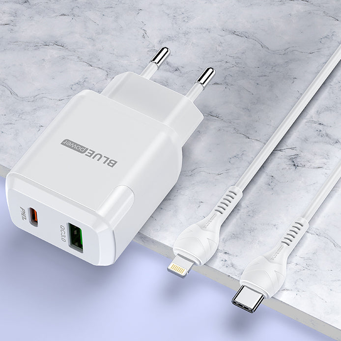 BLUE Power BLN5, 20W, 3A, 1 x USB-A - 1 x USB-C, bianco