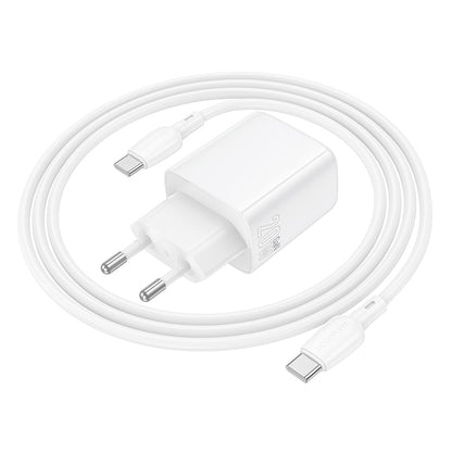Network Charger with USB-C Cable Borofone BN27 Fuente, 20W, 3A, 1 x USB-A - 1 x USB-C, White