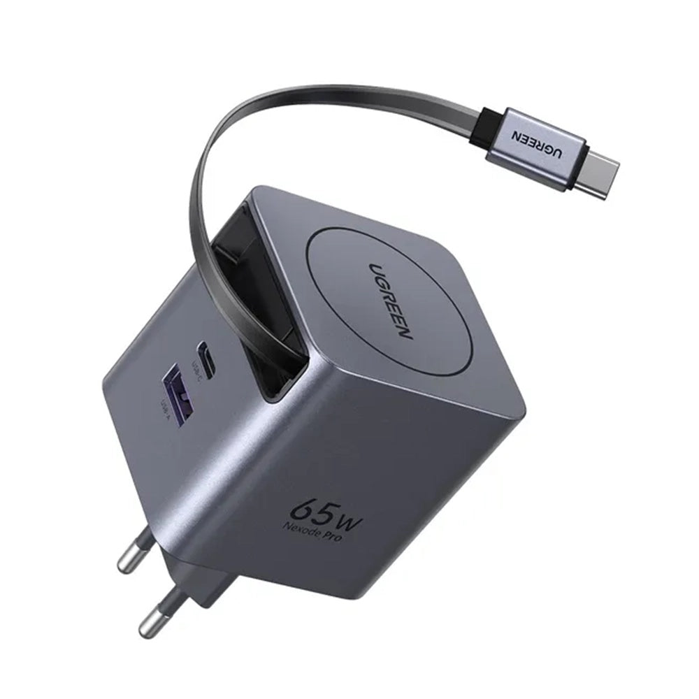 Caricabatterie da Rete con Cavo USB-C UGREEN X615, 65W, 3A, 1 x USB-A - 1 x USB-C, Grigio