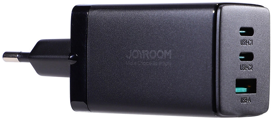 Caricabatterie Rete Con Cavo USB-C Joyroom TCG01, 65W, 3.25A, 1 x USB-A - 2 x USB-C, Nero
