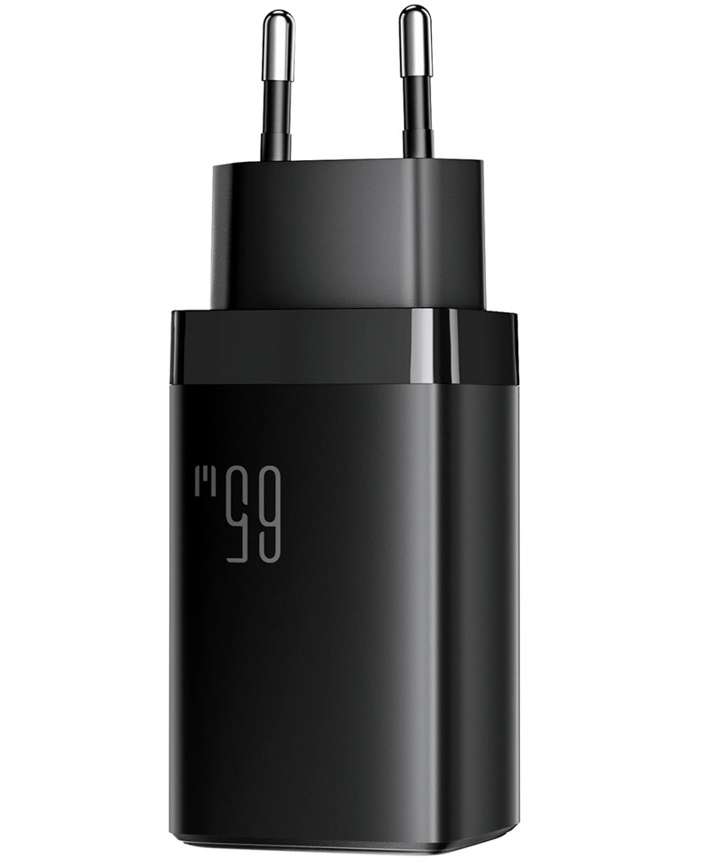 Caricatore da rete con cavo USB-C Joyroom JR-TG10, 65W, 3.25A, 1 x USB-A - 2 x USB-C, Nero