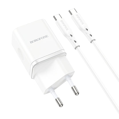 Caricabatterie di rete con cavo USB-C Borofone BN7, 20W, 3A, 1 x USB-A - 1 x USB-C, bianco 