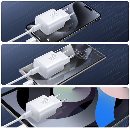 Caricabatterie da Rete con Cavo USB-C Joyroom JR-TCF20, 20W, 3A, 1 x USB-C, Bianco
