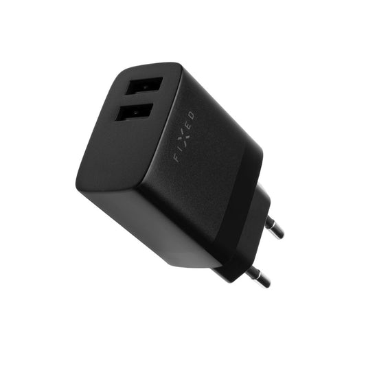 Caricabatterie da rete con cavo microUSB Fixed, 17W, 3A, 2 x USB-A, Nero