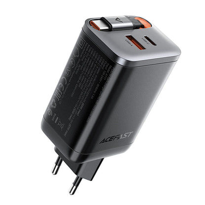 Caricabatterie da rete con cavo USB-C Acefast A111, 67W, 3A, 1 x USB-A - 1 x USB-C, Nero